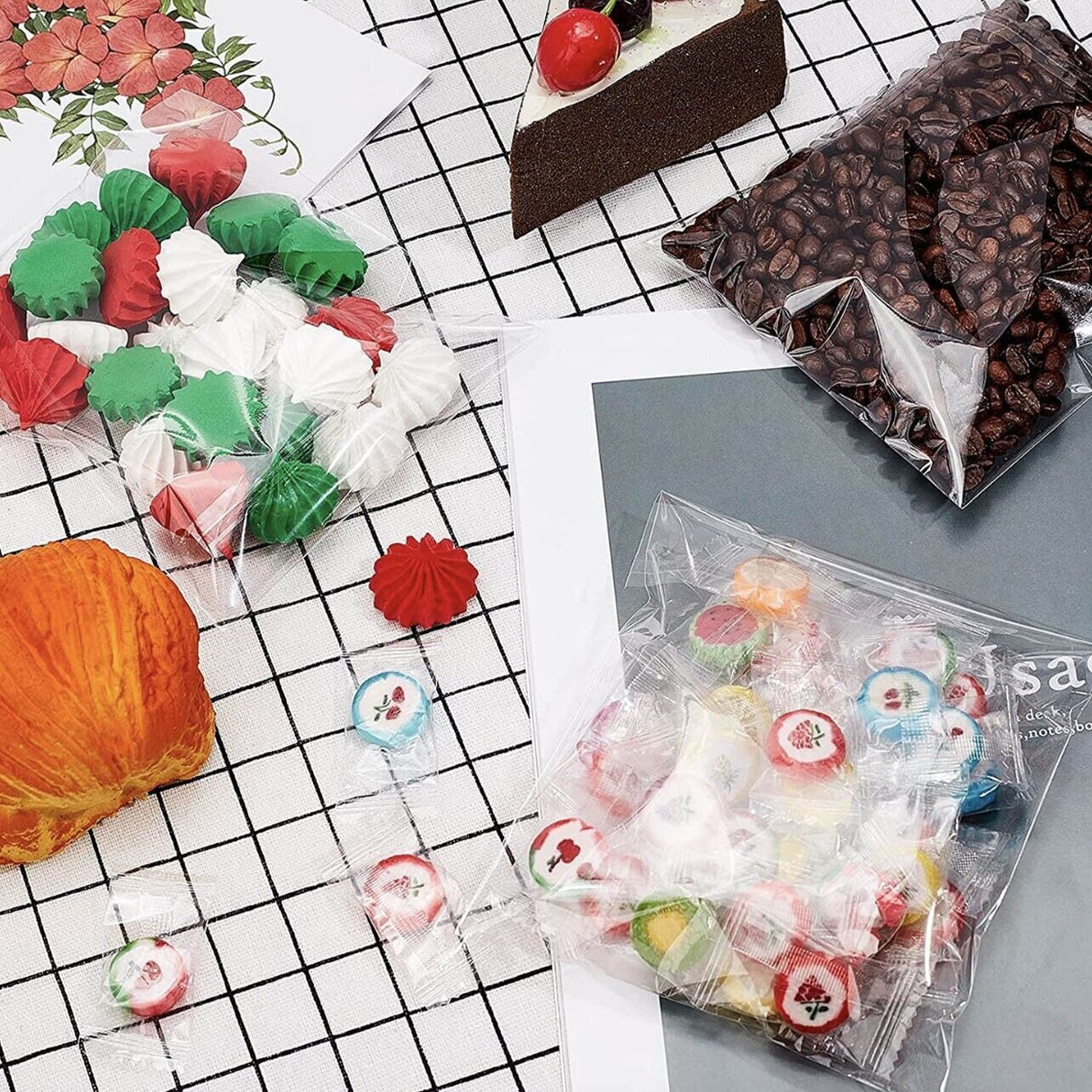 100pcs Self Seal Cellophane Bags Clear Bulk Adhesive Plastic OPP