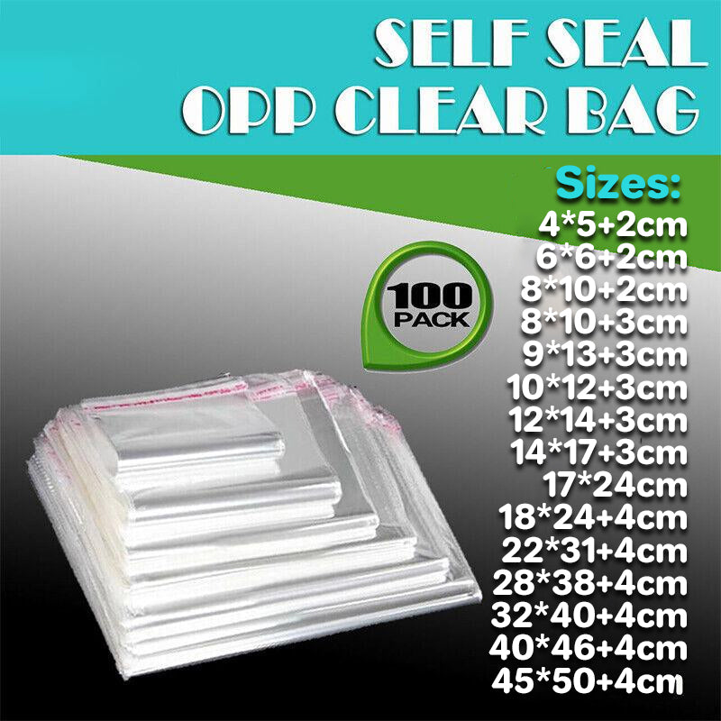 100-1000pcs Clear Self-Adhesive OPP Bags Resealable Plastic