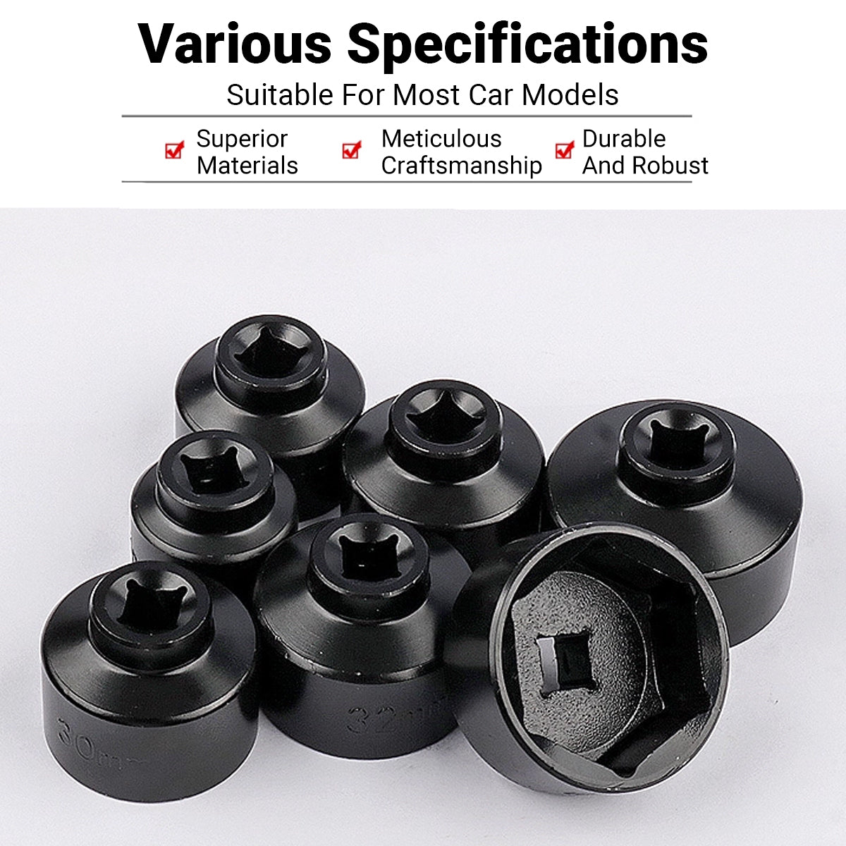 7-Piece Oil Filter Wrench Socket Set for 3/8-In Drive Oil Changes