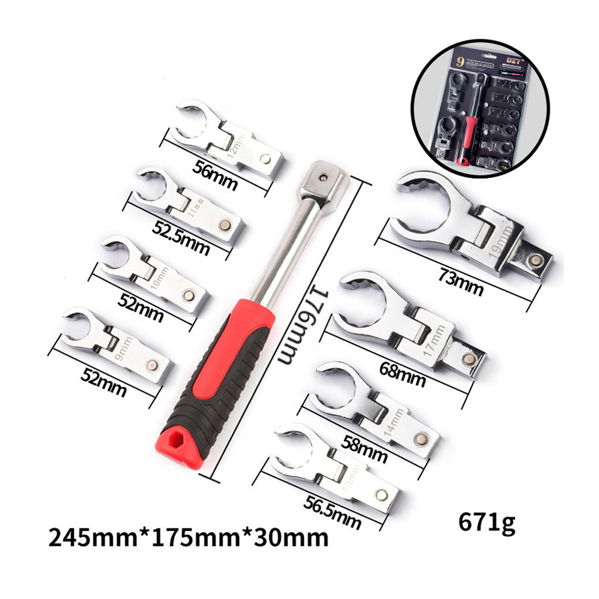 9-Piece Oil Filter Wrench and Socket Ratchet Set for Automotive Maintenance