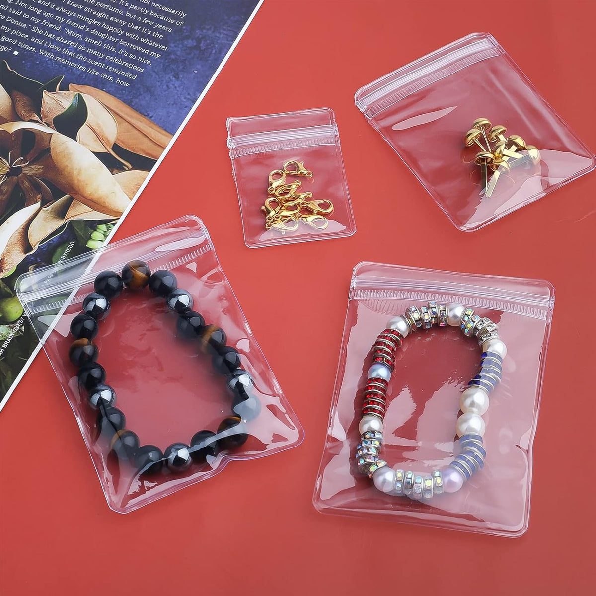 100pcs PVC Self-Sealing Jewelry Bags Dustproof Anti-Oxidation