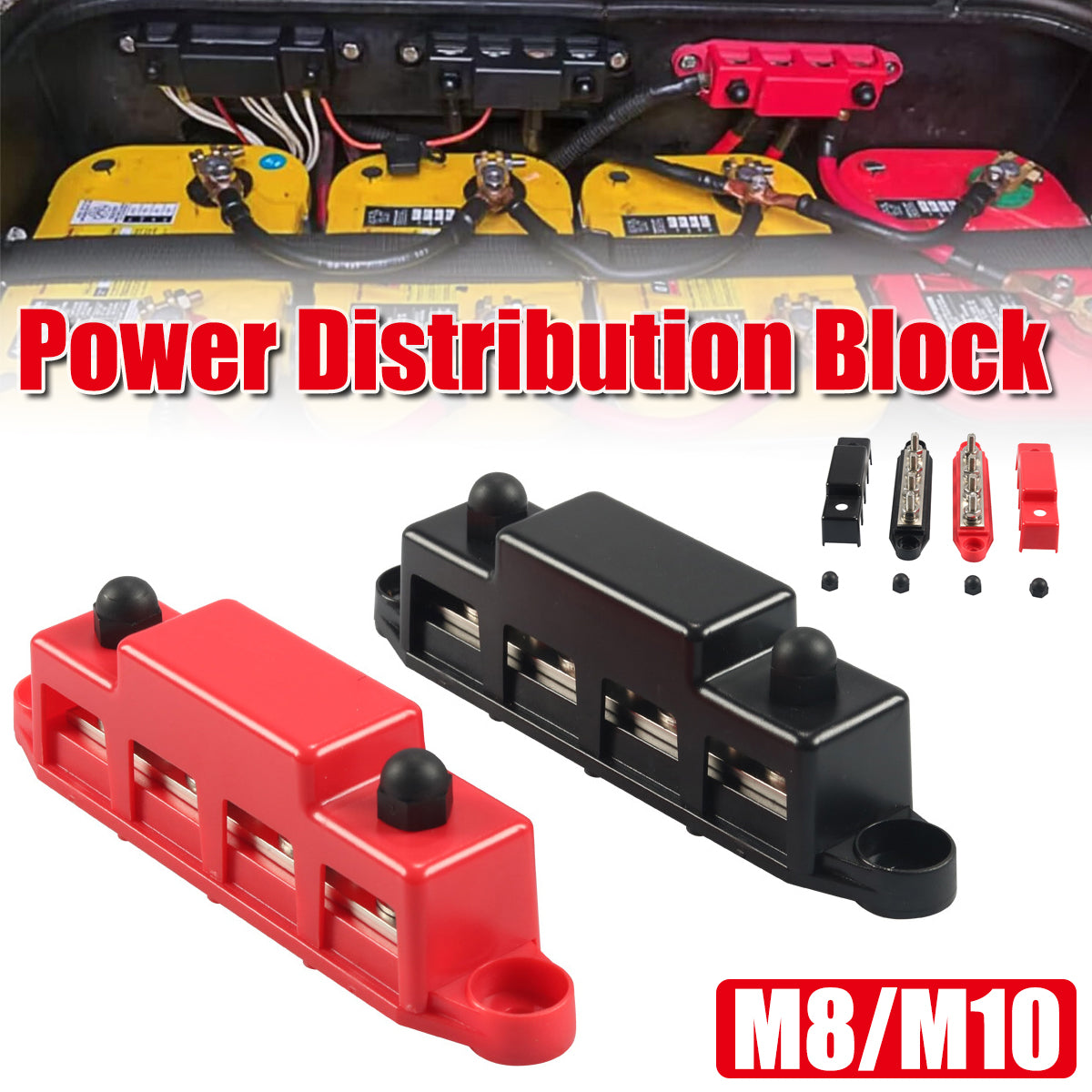 12V M8/M10 Distribution Block Covered Busbar Terminal for Electrical Systems