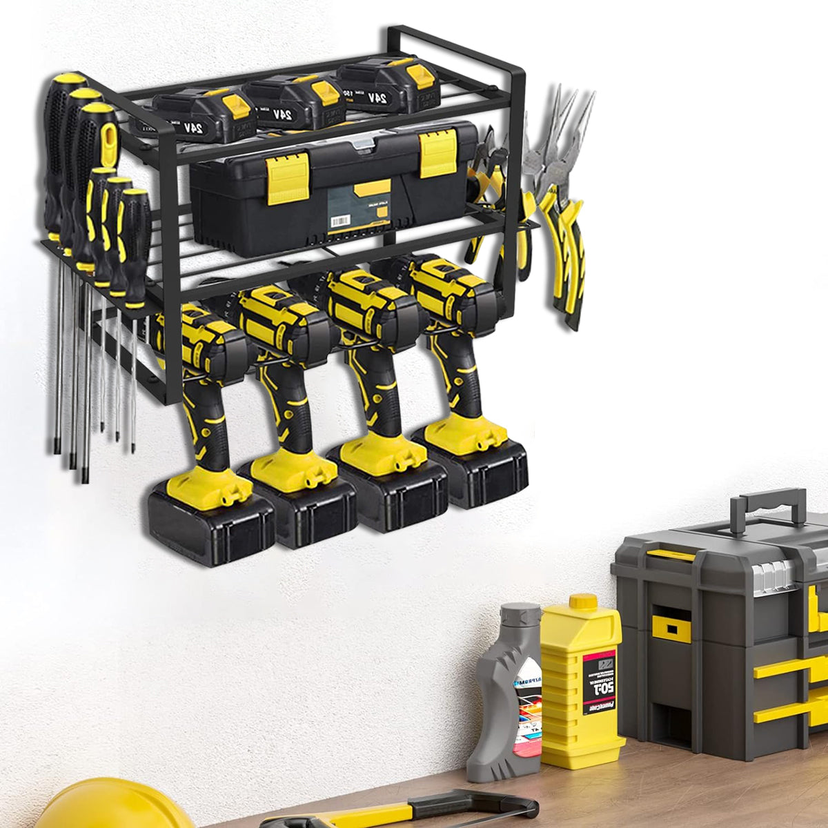 Heavy Duty Wall Mount Power Tool Rack 3 Layer Organizer