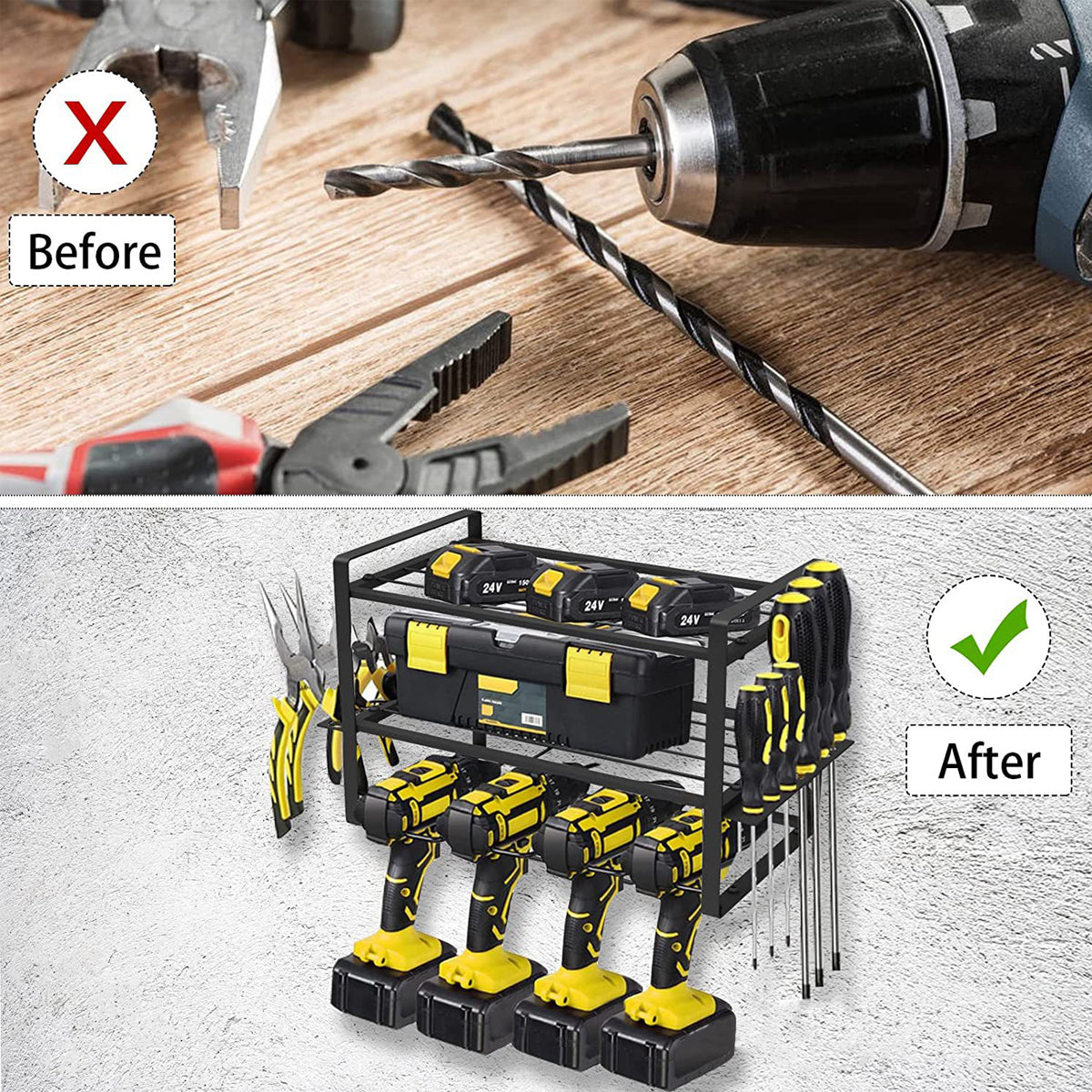 Heavy Duty Wall Mount Power Tool Rack 3 Layer Organizer