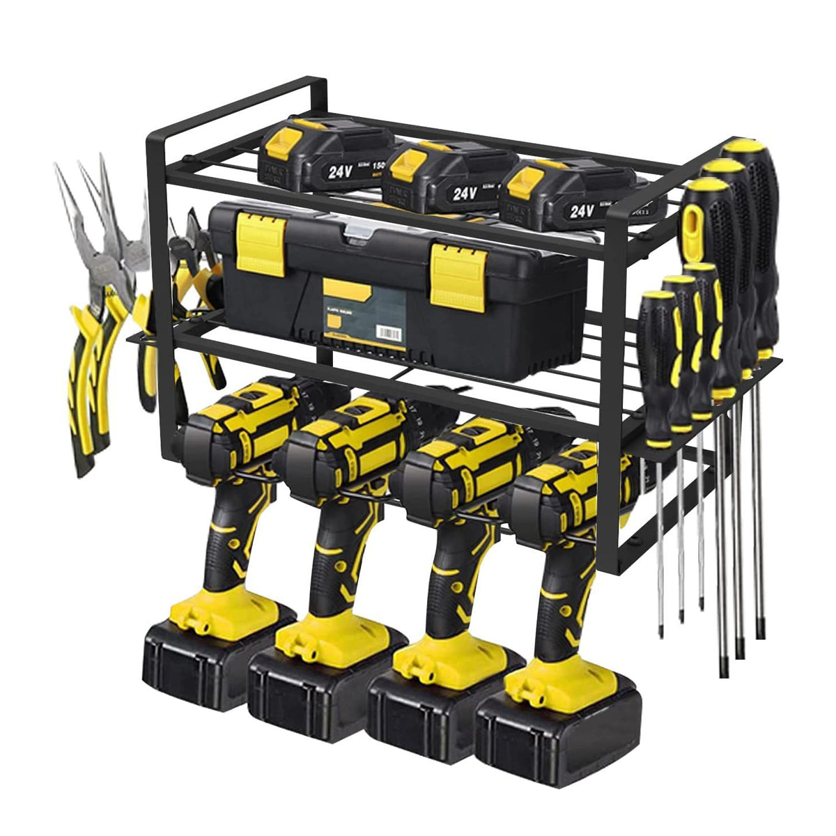 Heavy Duty Wall Mount Power Tool Rack 3 Layer Organizer