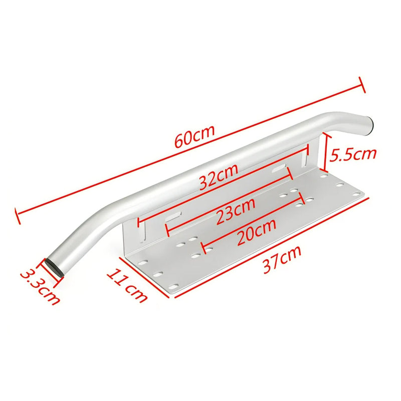 Universal Silver Bullbar Number Plate Mounting Bracket for Driving LED Light Bars