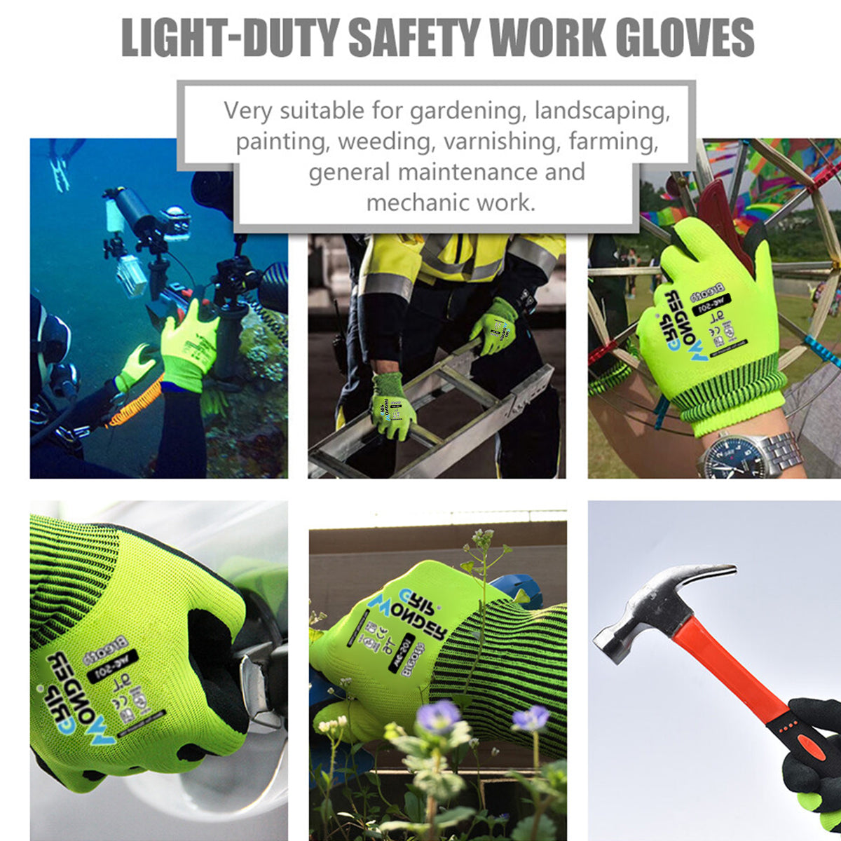 Nitrile Dipped Work Gloves Oil Resistant Non Slip Labor Gloves 2 Pairs