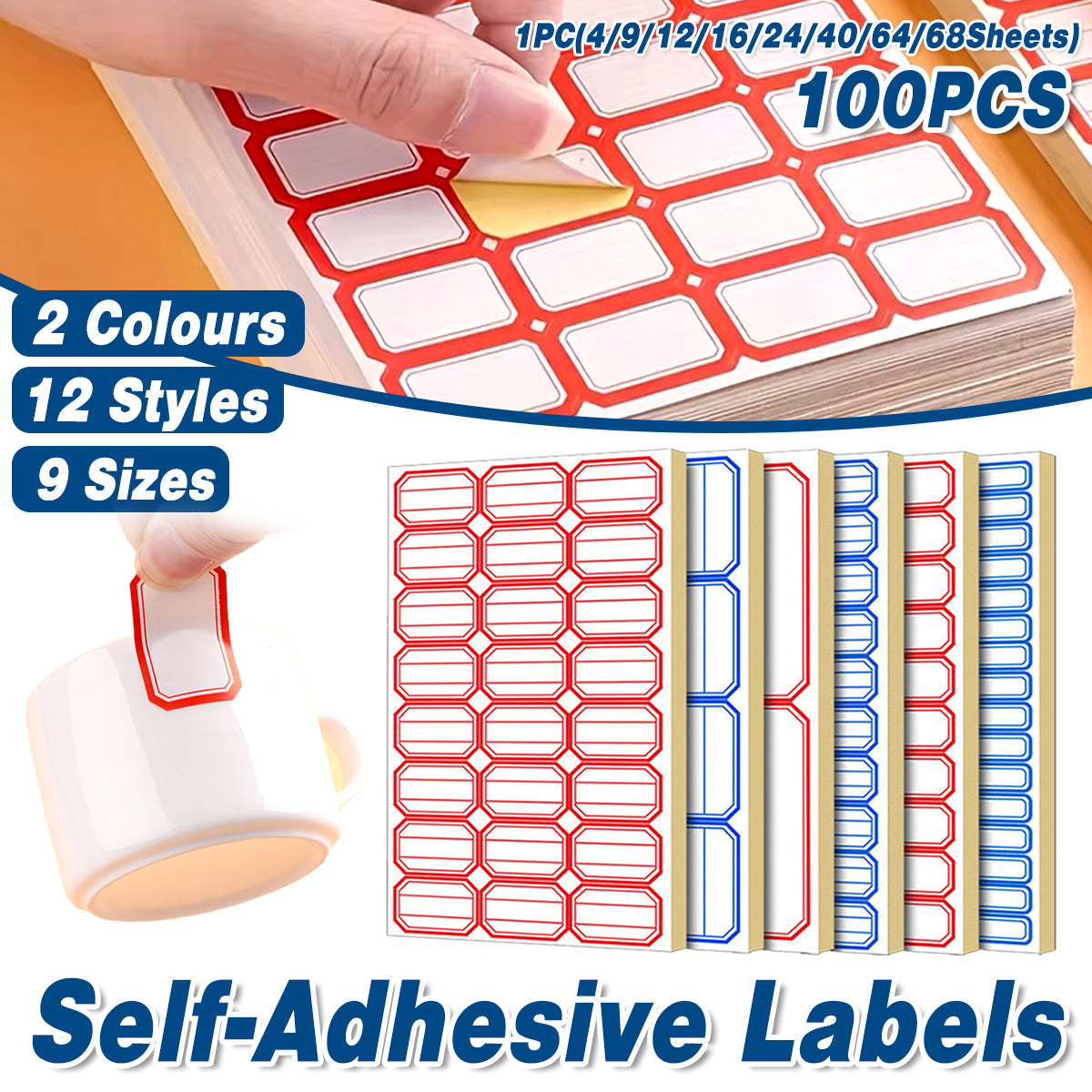 100pcs Self Adhesive Price Stickers Blank Name Number Labels for Inventory