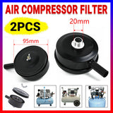 2 PCS Compressor Male Threaded 20mm Air Intake Silencer Filter Black