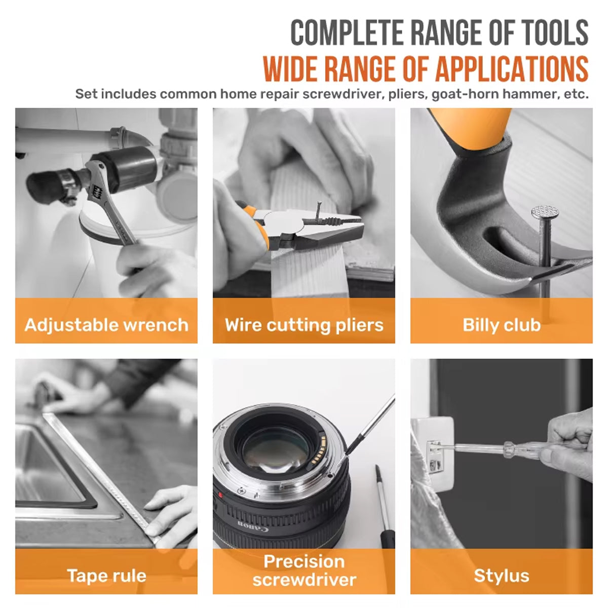 20PCS Home Repair Tool Kit with Wrench Hammer and Bits