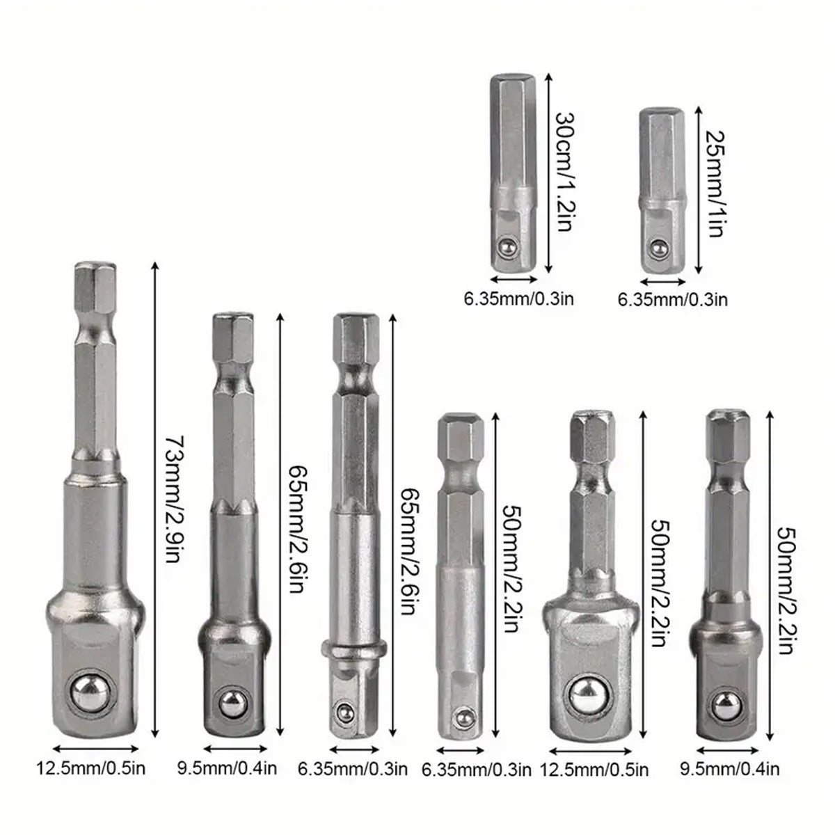 8PCS Hex Shank Socket Adapter Set for Drill Impact Driver