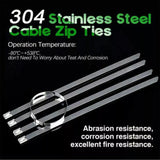 Stainless Steel Cable Ties SS304 Marine Grade Zip Strap Locking Wrap