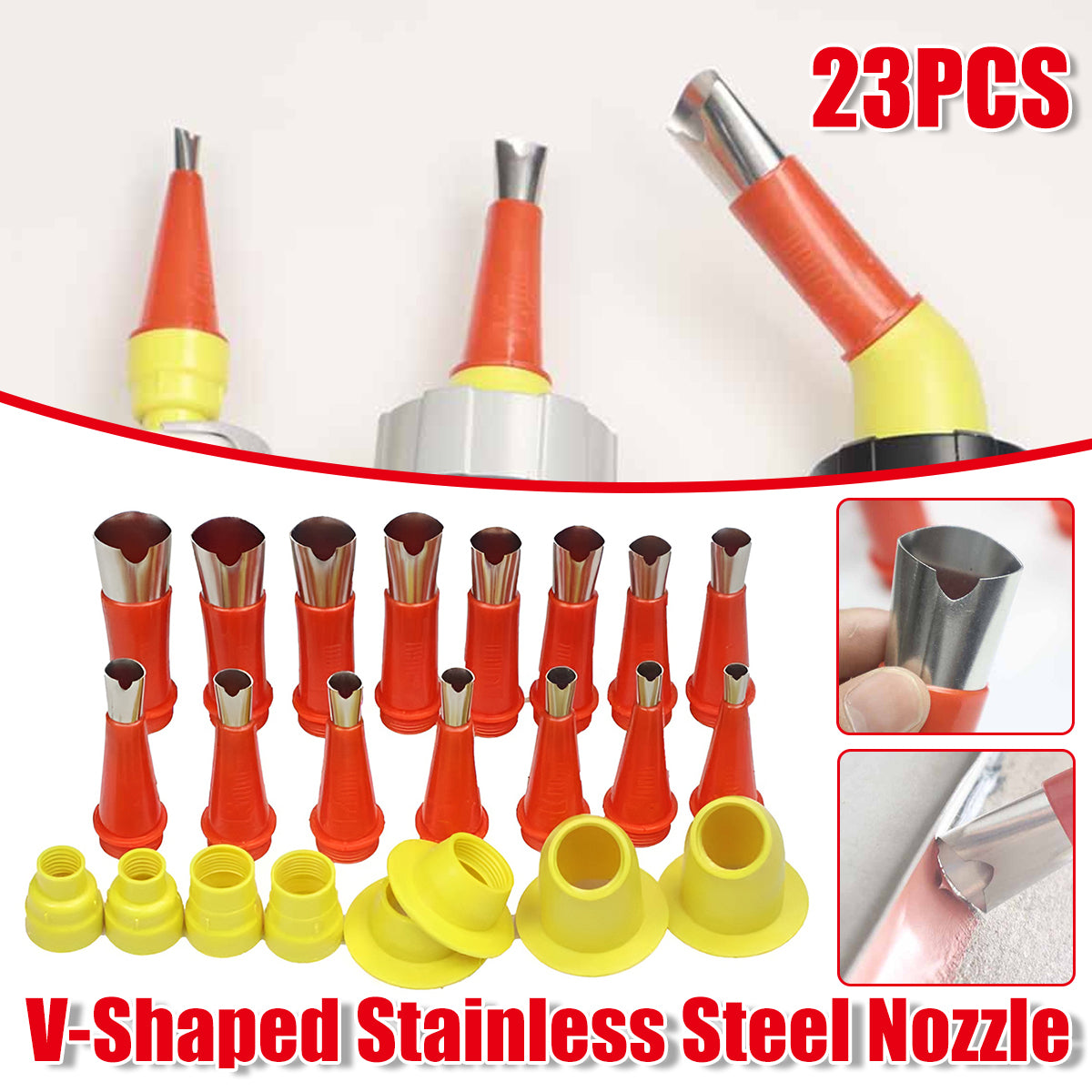 23PCS V-Shaped Rubber Nozzle Tool Kit for Caulking Sealing