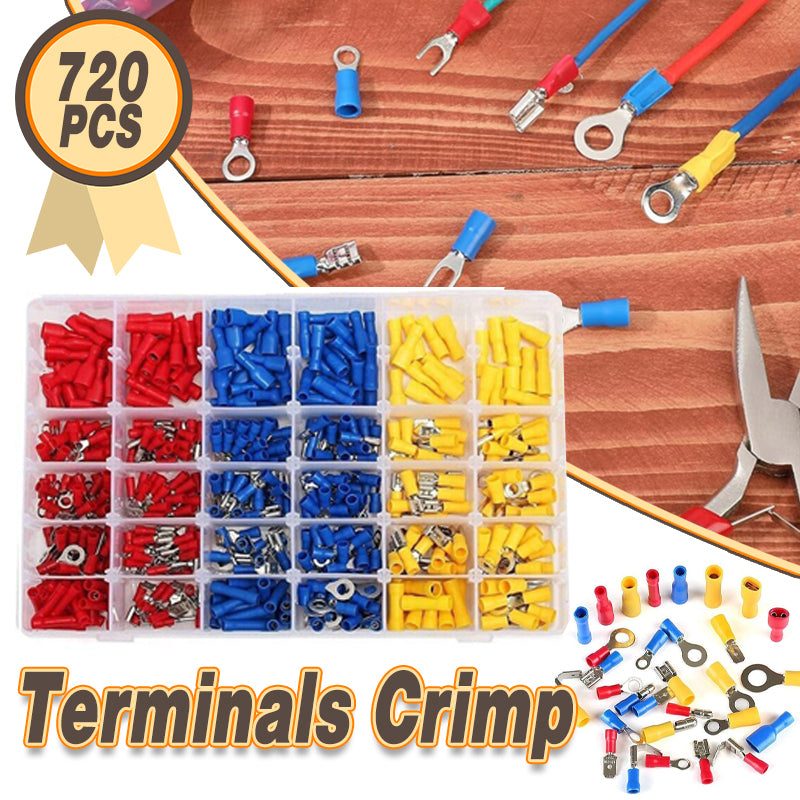 720PCS Assorted Crimp Terminals Electrical Wire Connector Kit Set