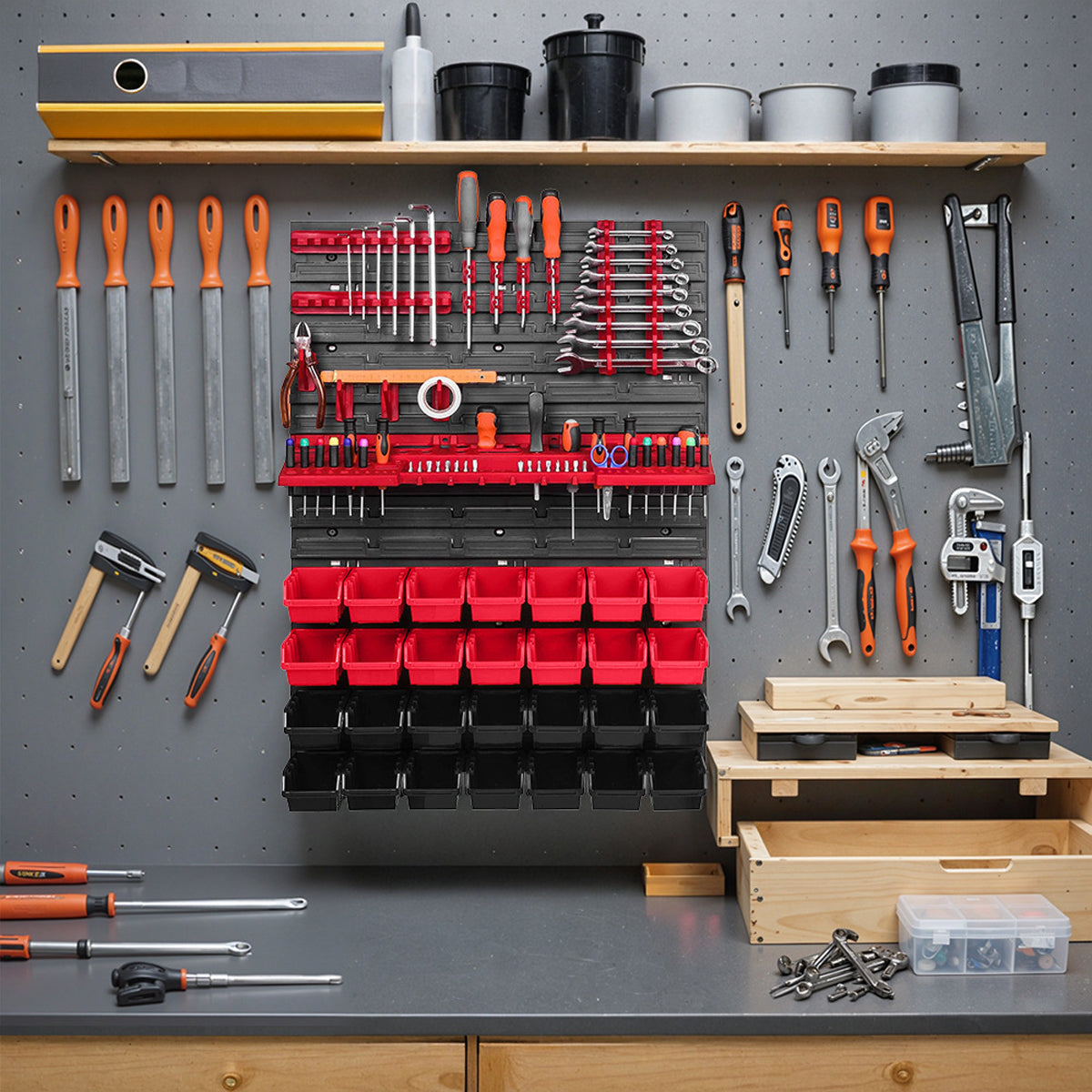 49PCS Wall Mounted Tool Storage Box Organizer for Warehouse Use