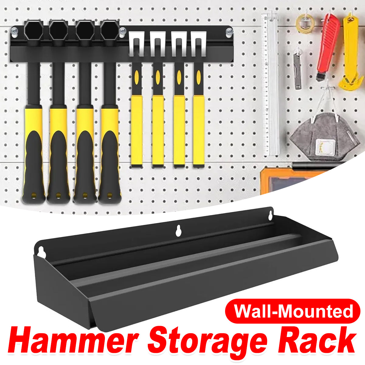 Wall Mounted Metal Tool Rack Carbon Steel Organizer for Warehouse Tools