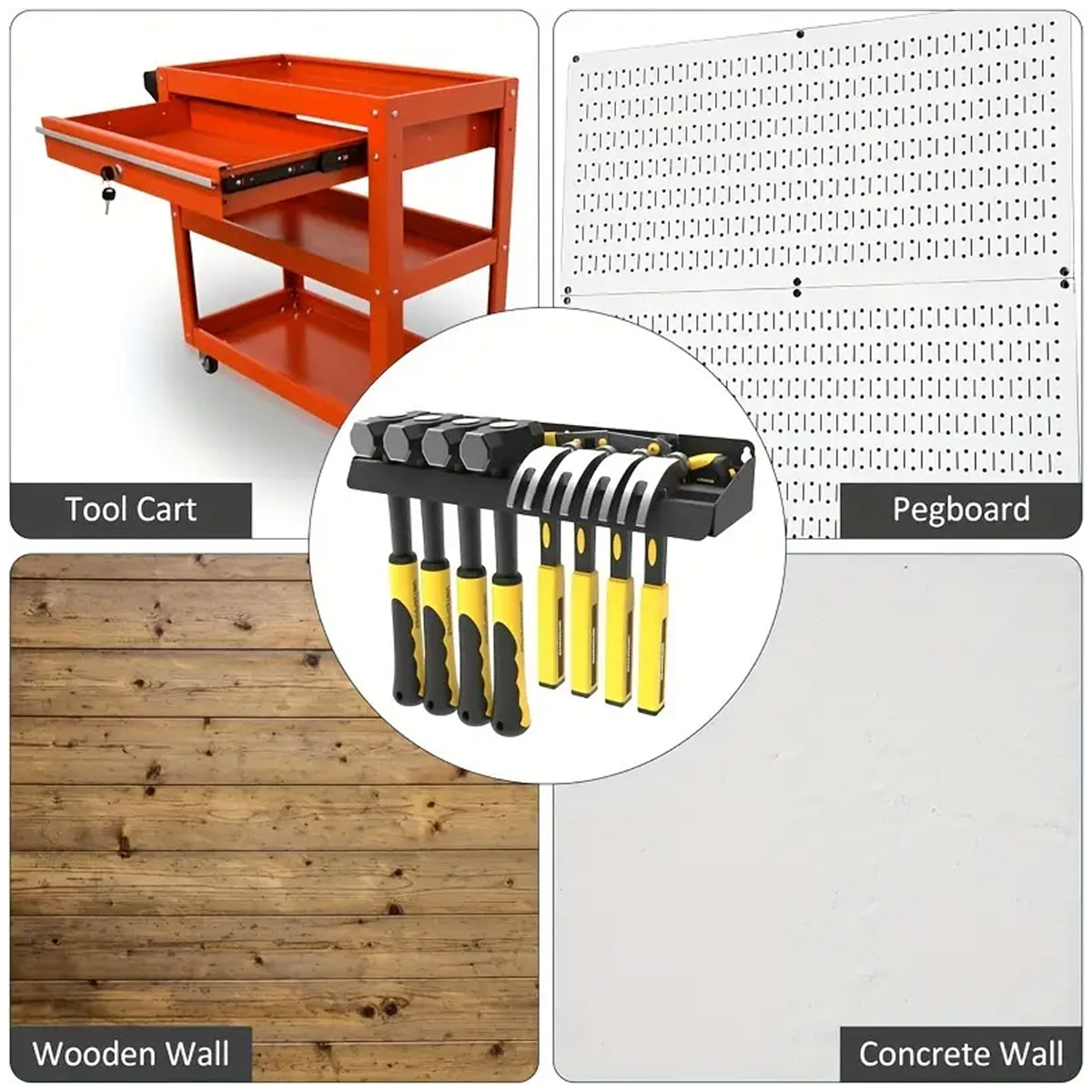 Wall Mounted Metal Tool Rack Carbon Steel Organizer for Warehouse Tools