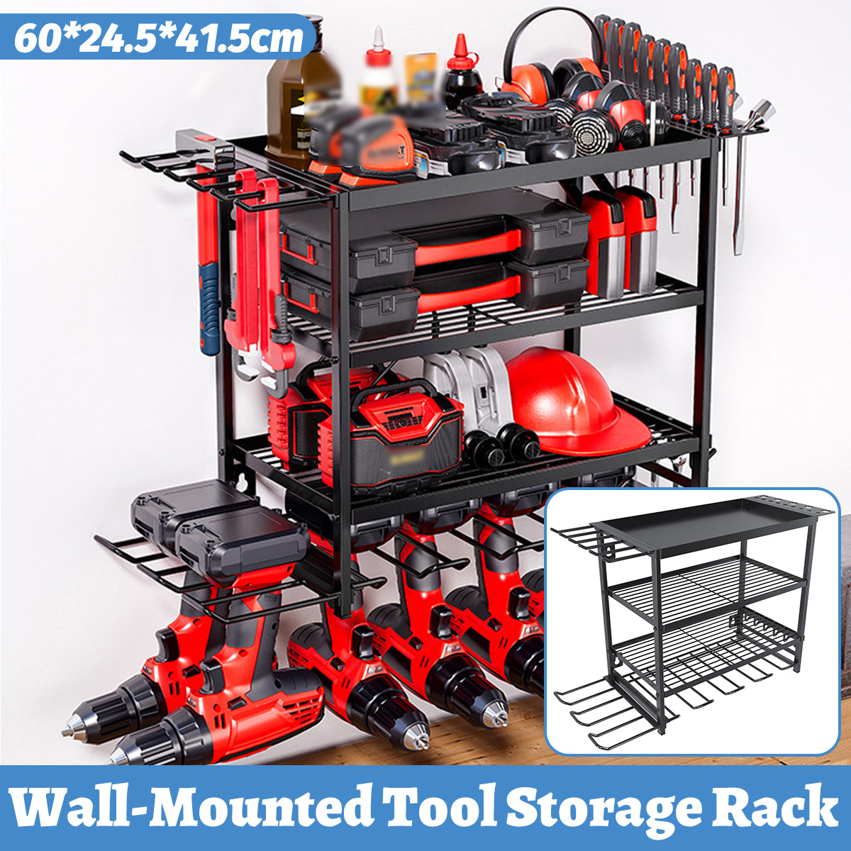 4-Layer Wall-Mounted Power Tool Storage Rack for Drill Screwdriver Organisation