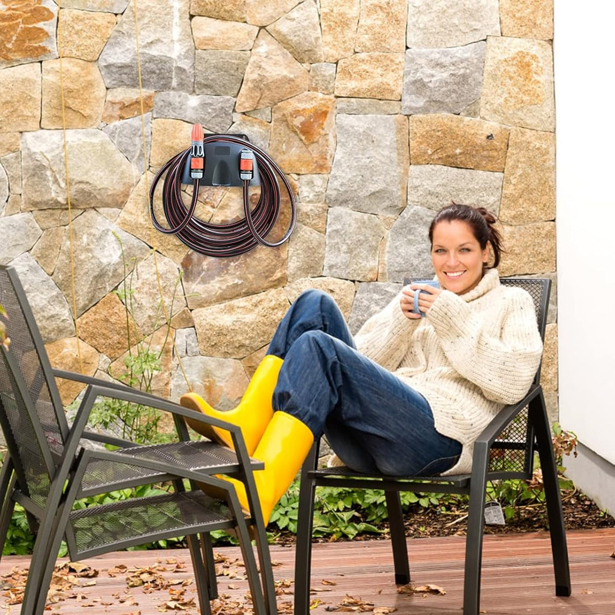 3pcs Wall Mounted Hose Holder Rack Plastic Garden Storage Organizer