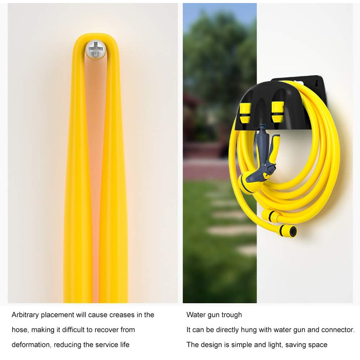 3pcs Wall Mounted Hose Holder Rack Plastic Garden Storage Organizer