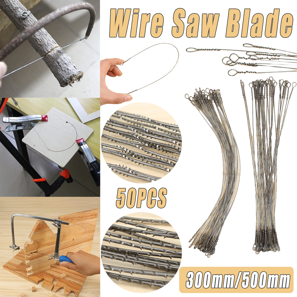 50PCS Wire Saw Blades Carbon Steel Fine Tooth Woodworking Cutting Tools