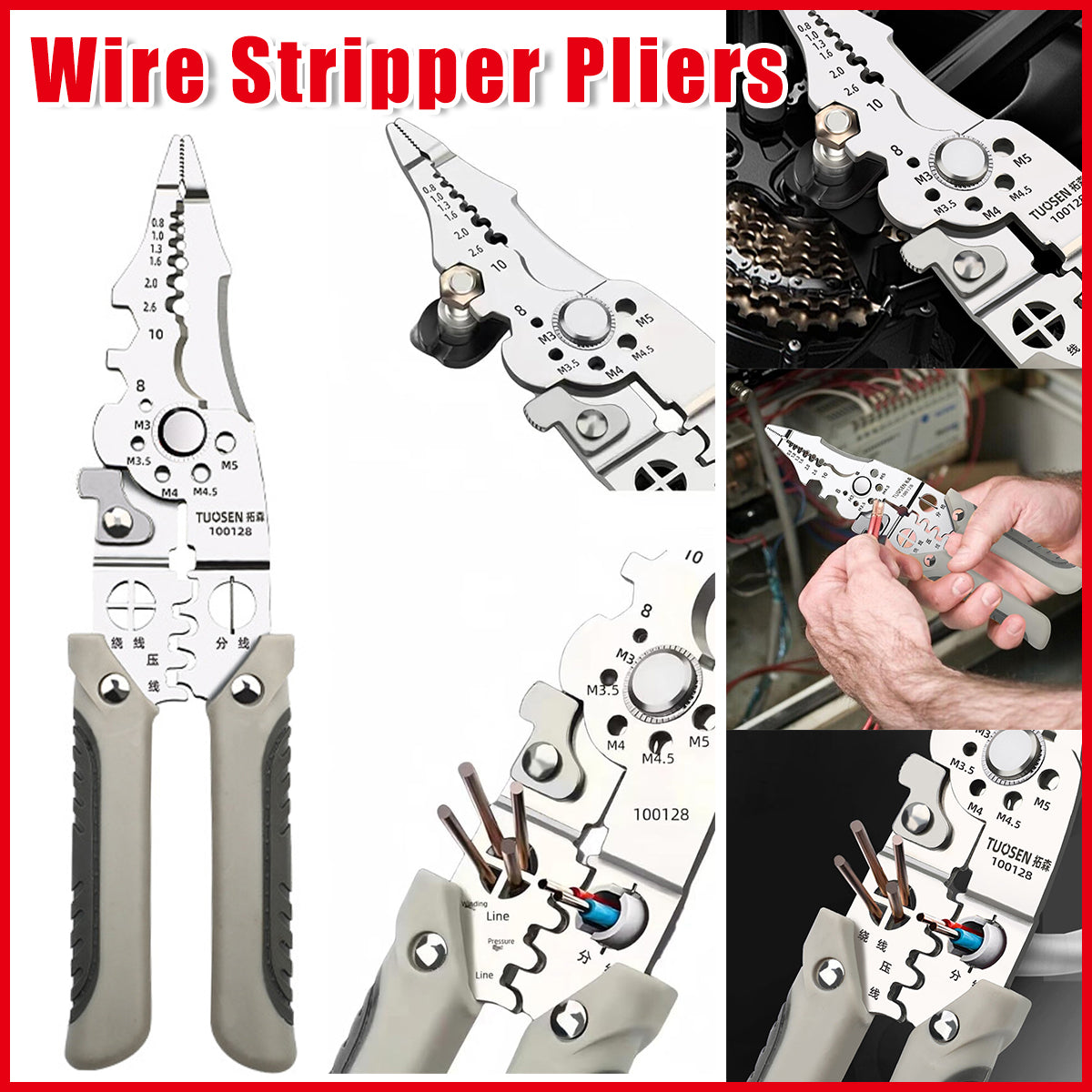 Multifunctional Wire Stripper Pliers Electric Cable Crimper Cutter