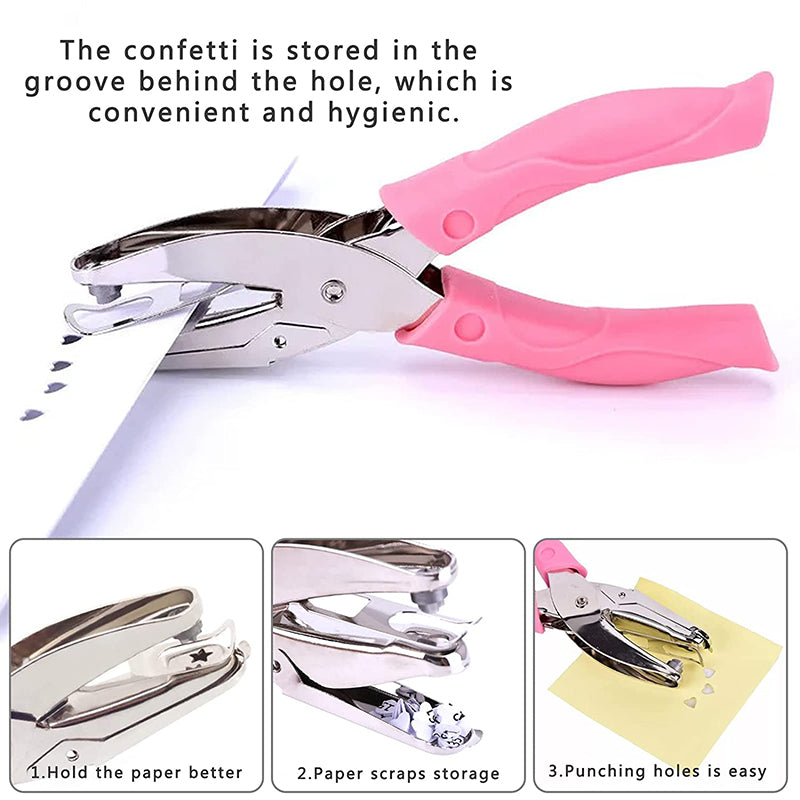 Metal Hole Punch Plier Soft Grip Circle/Star/Heart Puncher