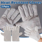 Canvas Welding Gloves Heat Resistant Double Layer Work Gloves 5 Pairs