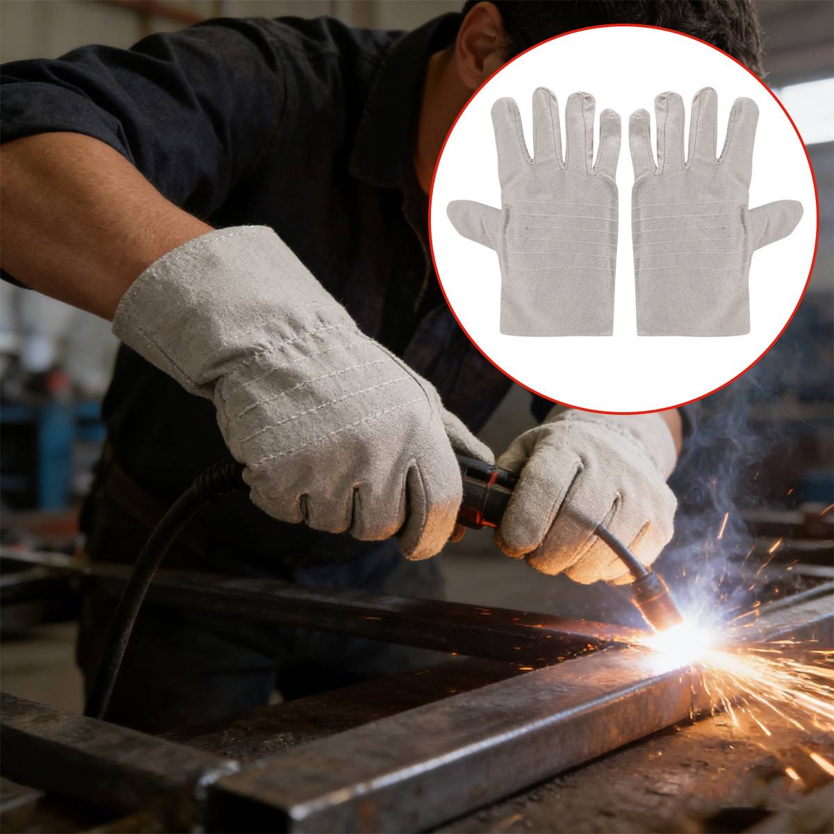 Canvas Welding Gloves Heat Resistant Double Layer Work Gloves 5 Pairs