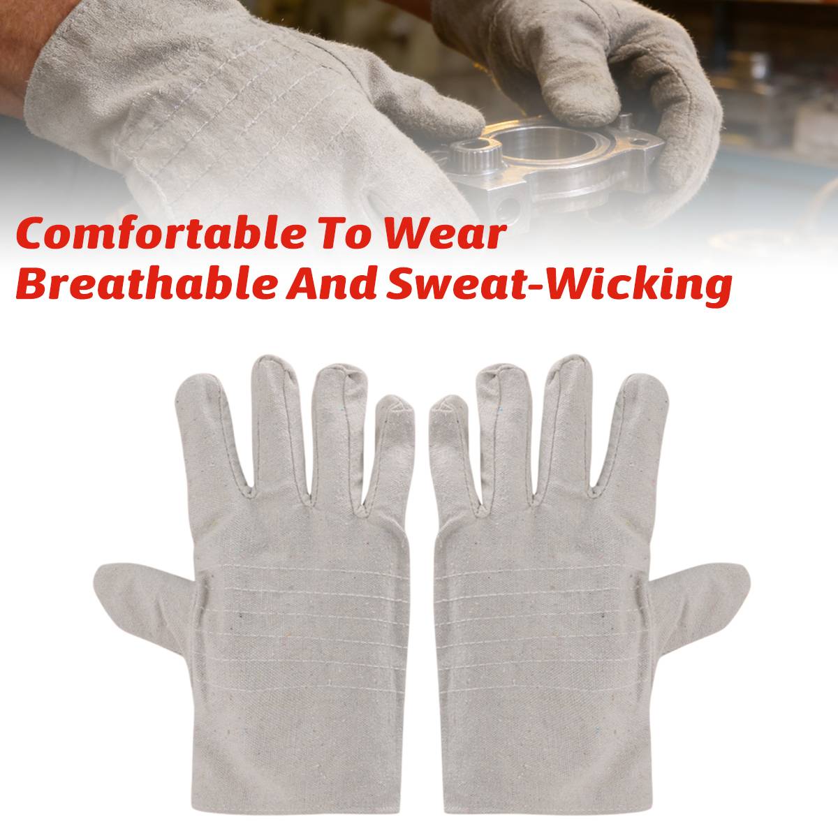 Canvas Welding Gloves Heat Resistant Double Layer Work Gloves 5 Pairs