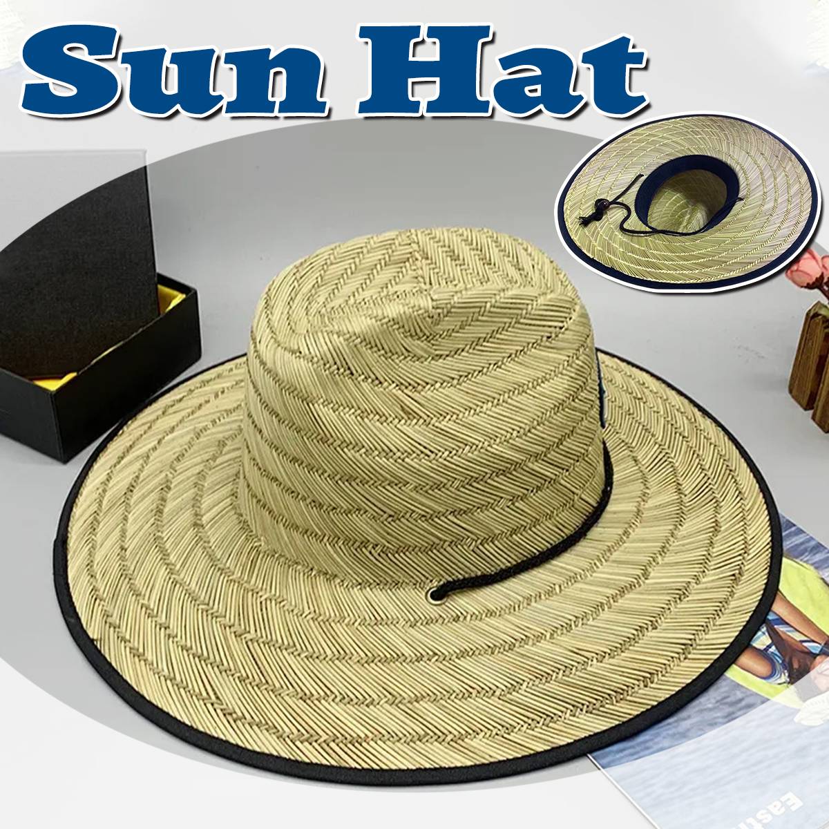 Wide Brim Braided Straw Jazz Sun Hat Outdoor Sun Protection