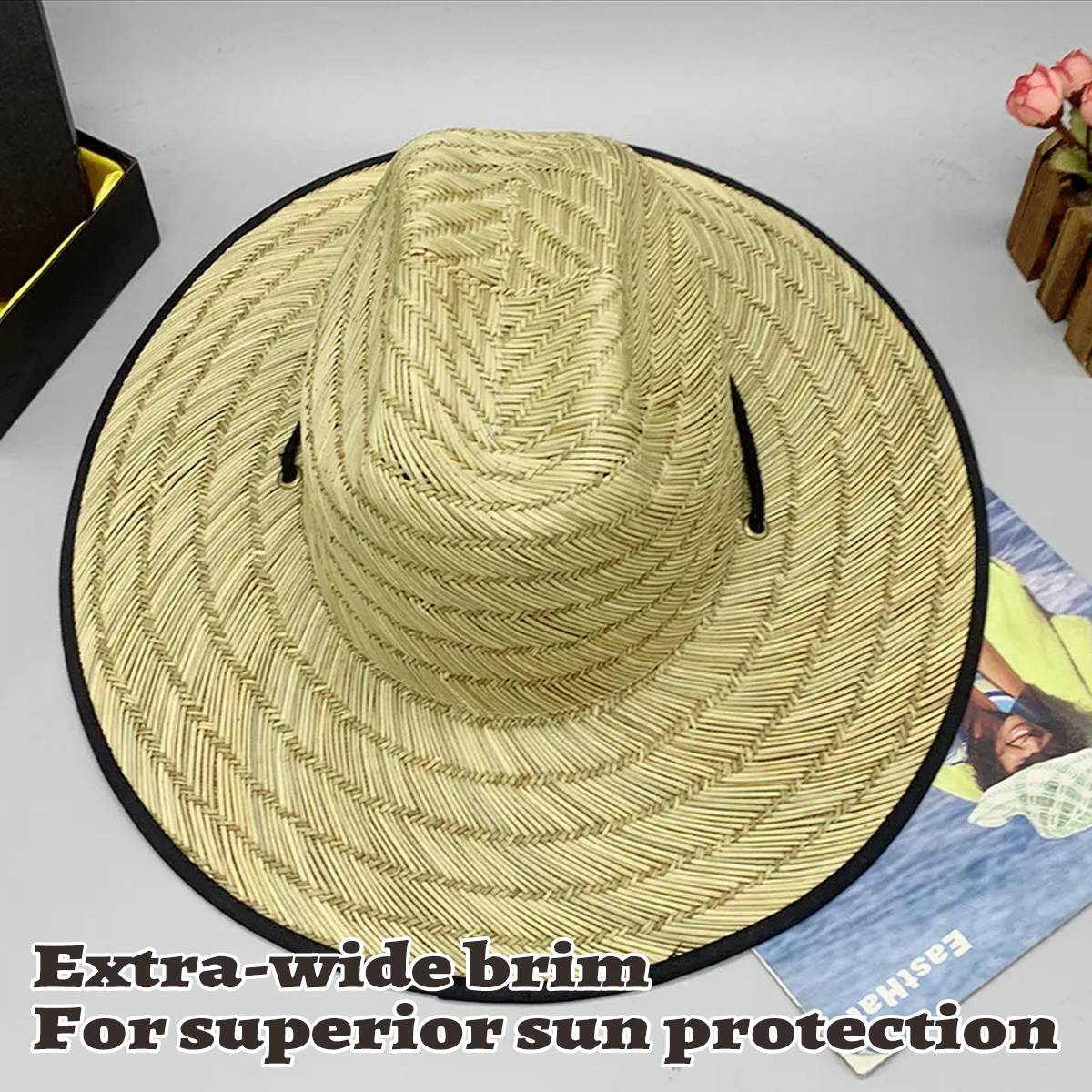 Wide Brim Braided Straw Jazz Sun Hat Outdoor Sun Protection