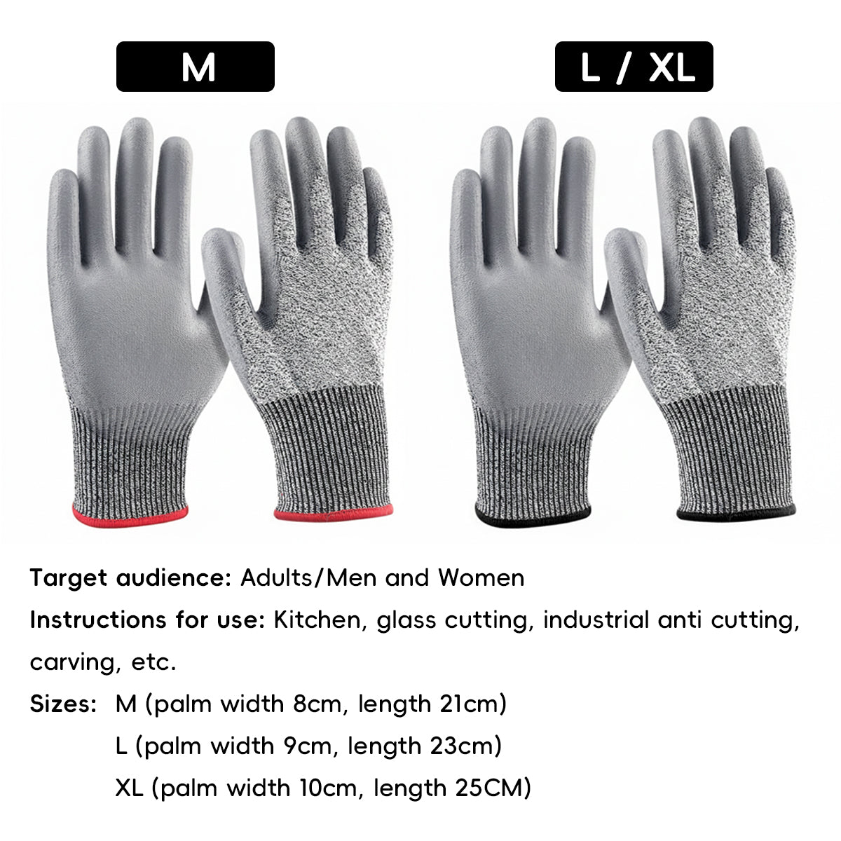 Cut Resistant Work Gloves PU Coated Safety Gloves 5Pairs