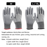 Cut Resistant Work Gloves PU Coated Safety Gloves 5Pairs
