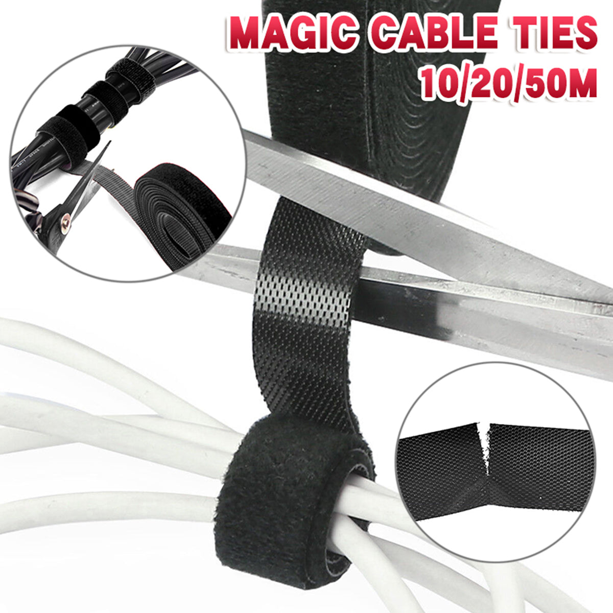 10 20 50M Hook Loop Heavy Duty Strap Reusable Cable Ties Grip