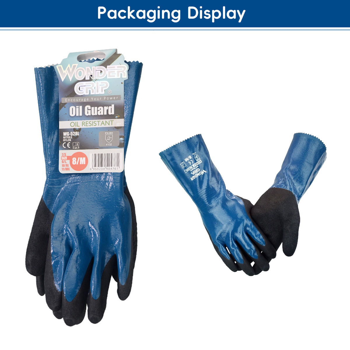 Extended Nitrile Oil Proof Work Gloves 30cm Non Slip Repair Gloves