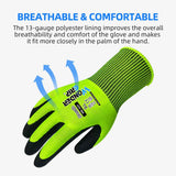 Nitrile Dipped Work Gloves Oil Resistant Non Slip Labor Gloves 2 Pairs