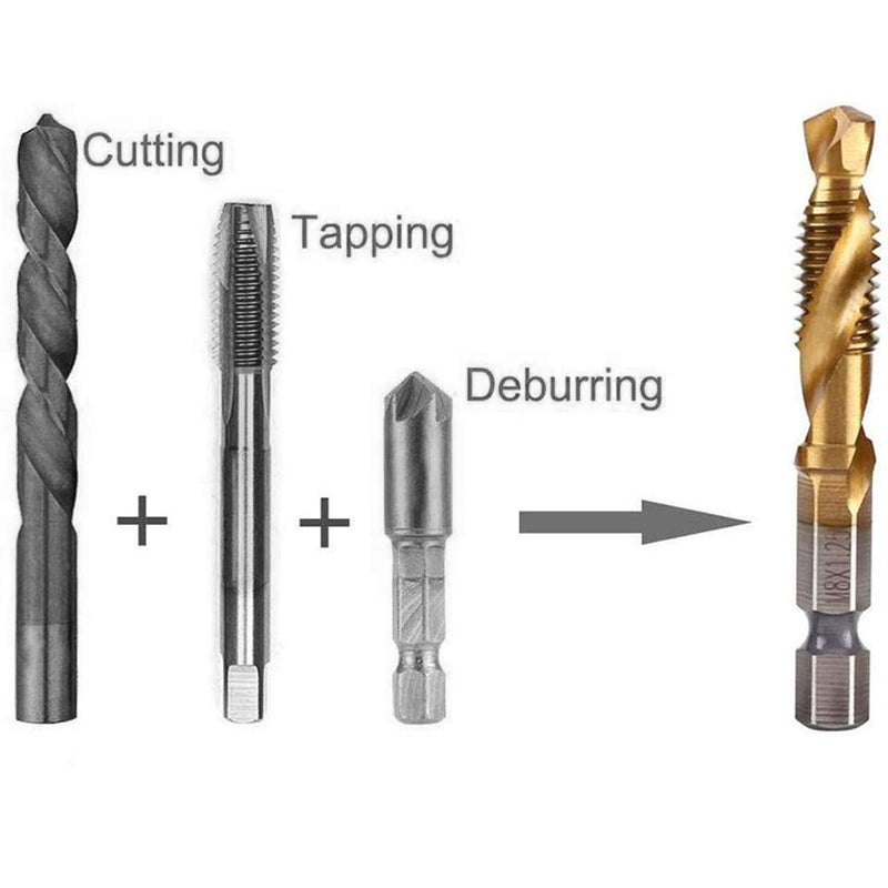 6 HSS Hex Shank Tap Drill Bits Metric Thread Screw Tapping Set