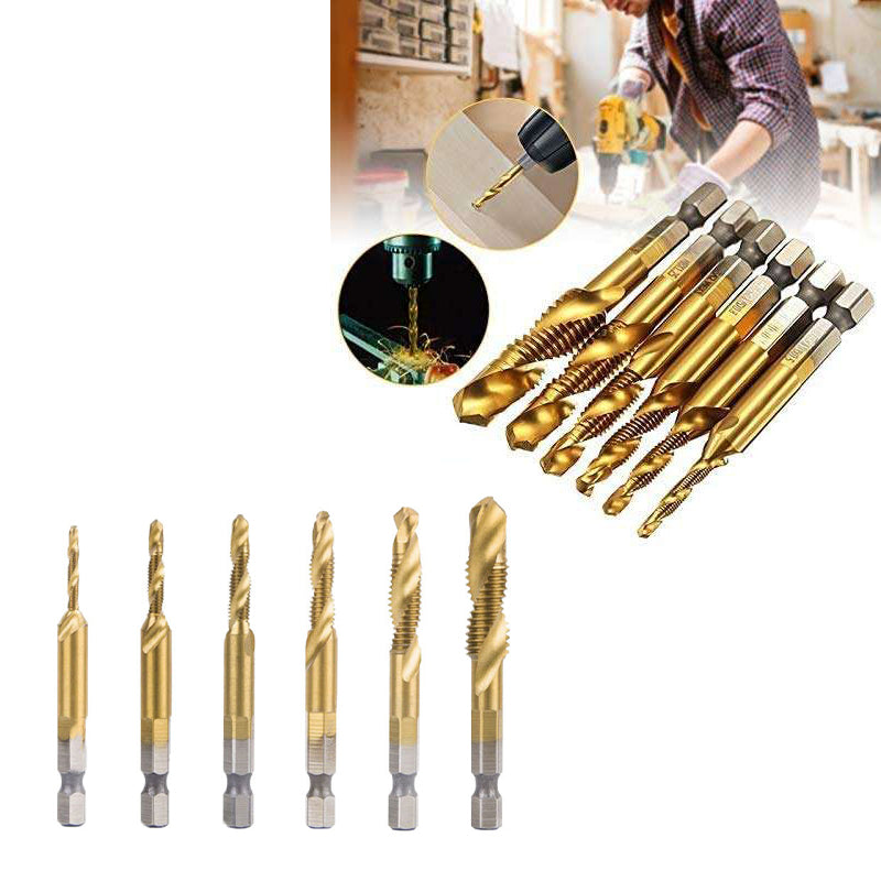 6 HSS Hex Shank Tap Drill Bits Metric Thread Screw Tapping Set
