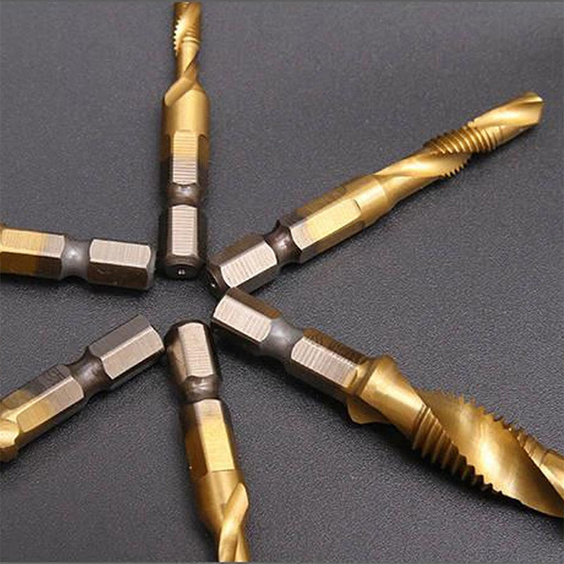 6 HSS Hex Shank Tap Drill Bits Metric Thread Screw Tapping Set