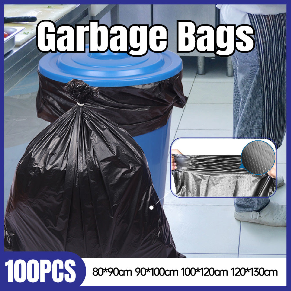 Large Black Garbage Bags 100PCS Heavy Duty Trash Liners