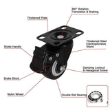Heavy Duty 2" Swivel Castor Wheels with Brakes 4PCS for Warehouse Carts
