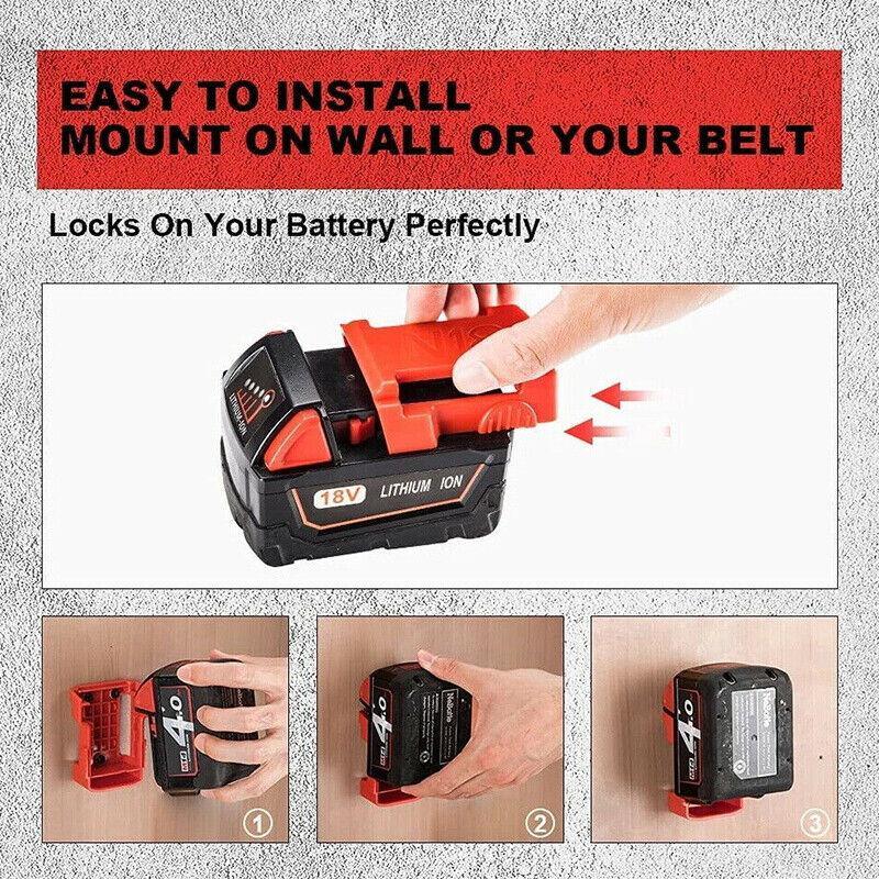 5Pcs Milwaukee M18 18V Battery Mount Holder Stand Organizer