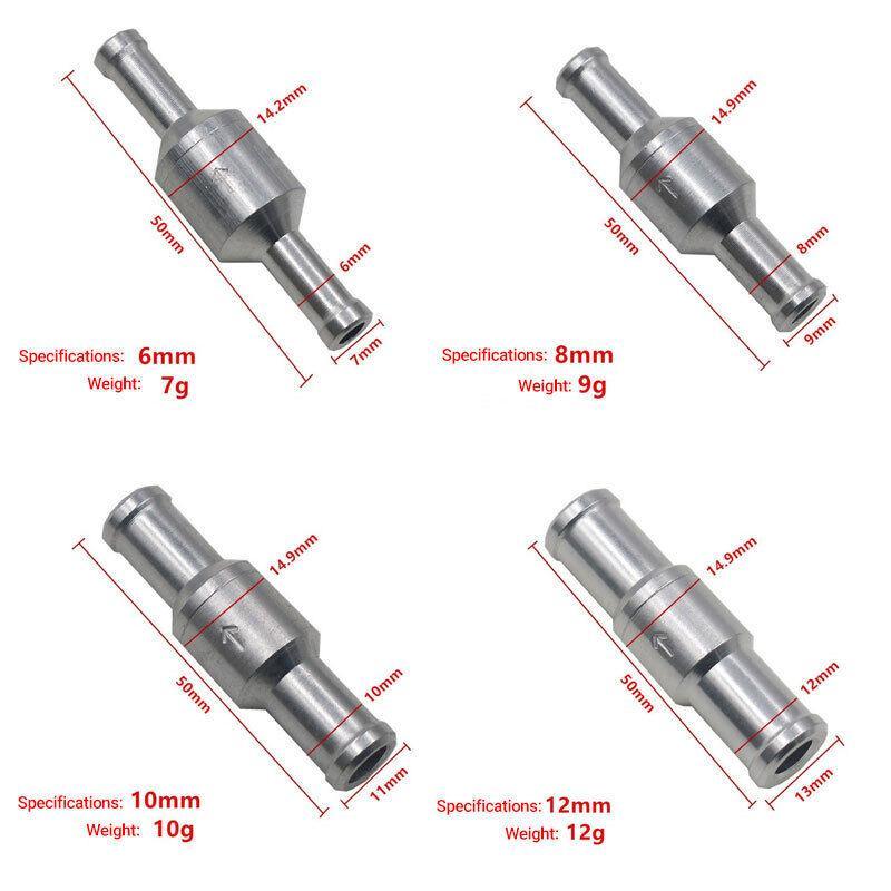 2X 6 8 10 12mm Aluminum One Way Fuel Non Return Check Valve