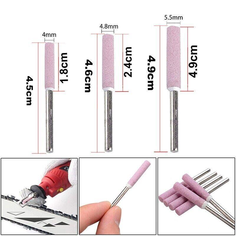 10PCS Chainsaw Sharpener Burr Grinding Stones 4mm / 4.8mm / 5.5mm