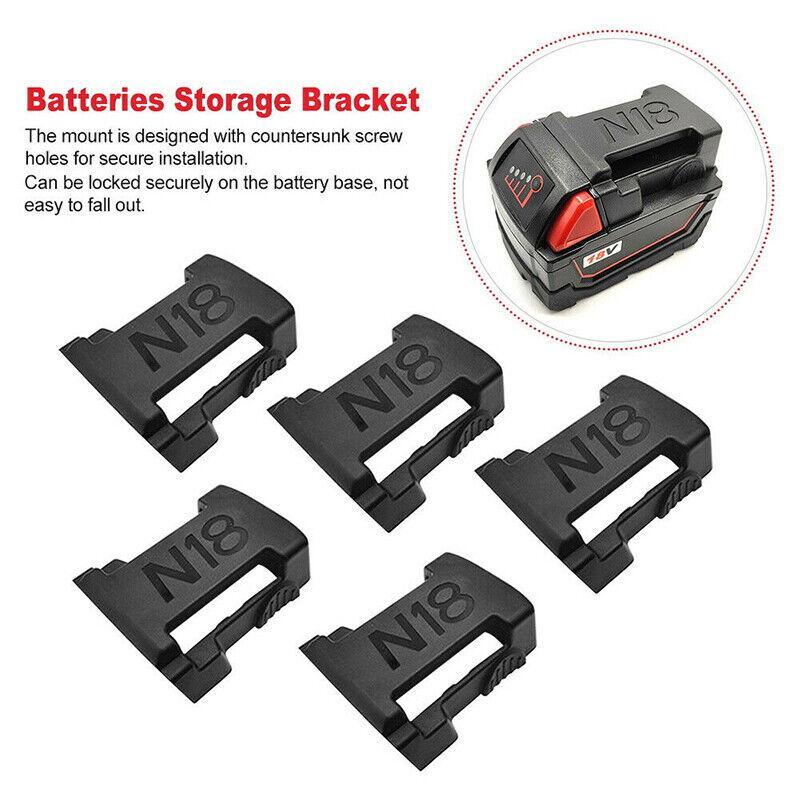 5Pcs Milwaukee M18 18V Battery Mount Holder Stand Organizer