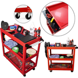 3 Tier Steel Tool Trolley Workshop Rolling Cart with Handle