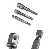 3PC Drill Socket Adapter Hex Drive To 1/4" 3/8" 1/2" Impact Driver