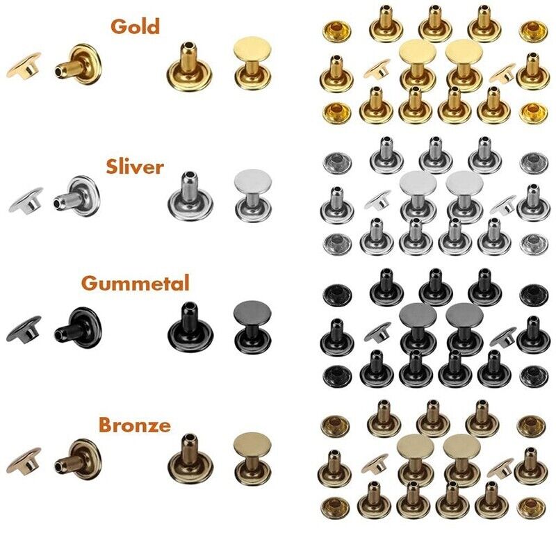 Leather Rivets Tool Metal Stud Set Double Cap Belt Repair DIY Kit