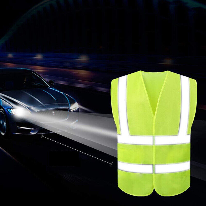 Safety Vest Reflective Tape Yellow Orange Day Workware Night High Visibility